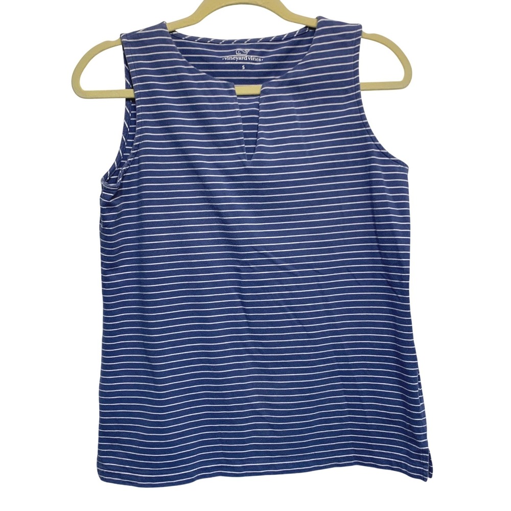 Vineyard Vines Tank Top Small Blue Striped Sleeveless Shell Nautical Coastal